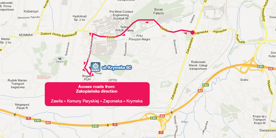 The access roads from Zakopiańska direction