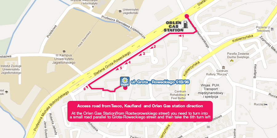View the access road from Tesco, Kaufland  and Orlen Gas station direction
